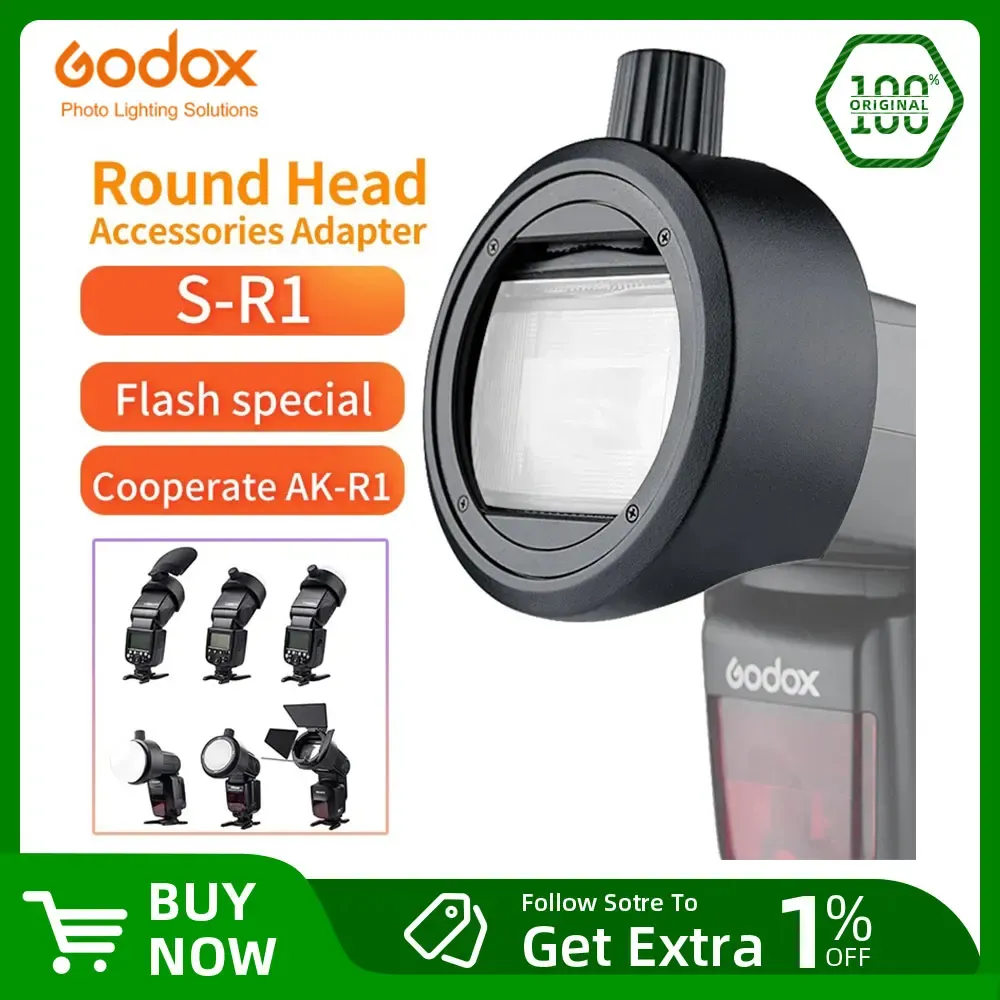 Accessories Godox Round Head Accessories Adapter SR1 Suit for V860II V850II TT685 TT600 Series YONGNUO Canon Nikon Flash install AKR1