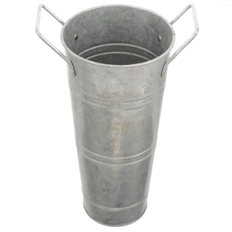 Vases Garden Iron Flower Container Vase avec poignées Planter pour balcon clôture