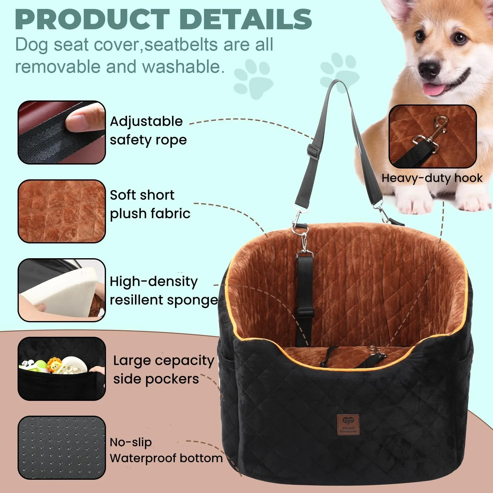 Aidou Dog Booster Seat For Small To Large Dogs & Cats - View #4
