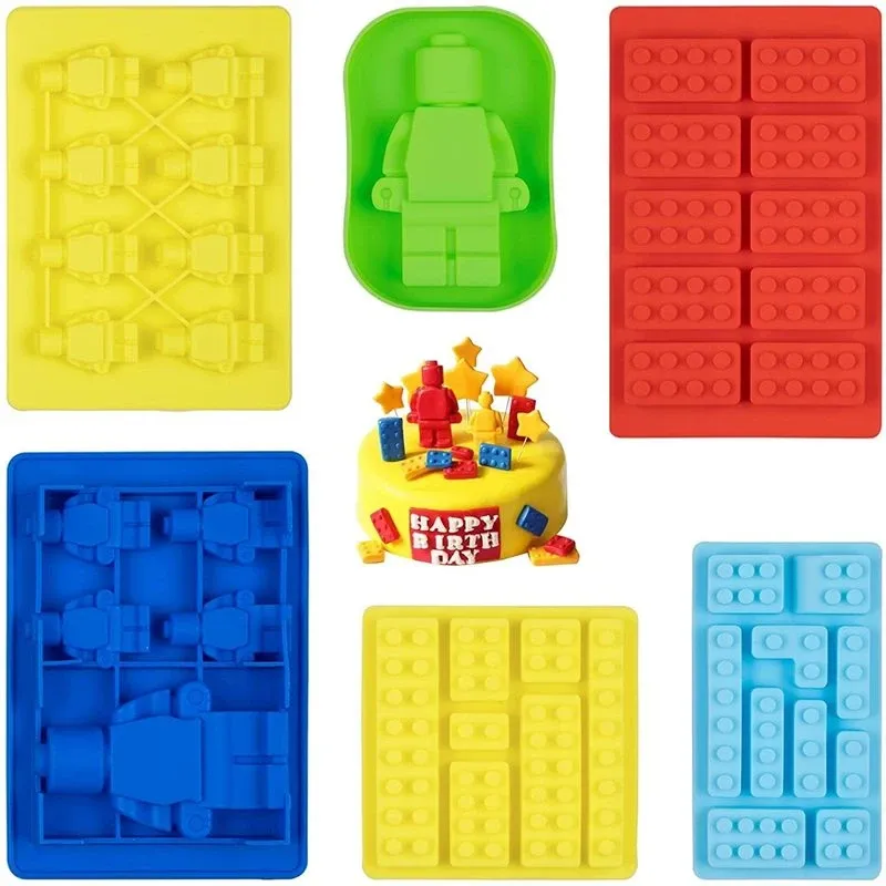 Moules Robot Chocolate Silicone Moule Blocons de construction Brings Candy Ice Play