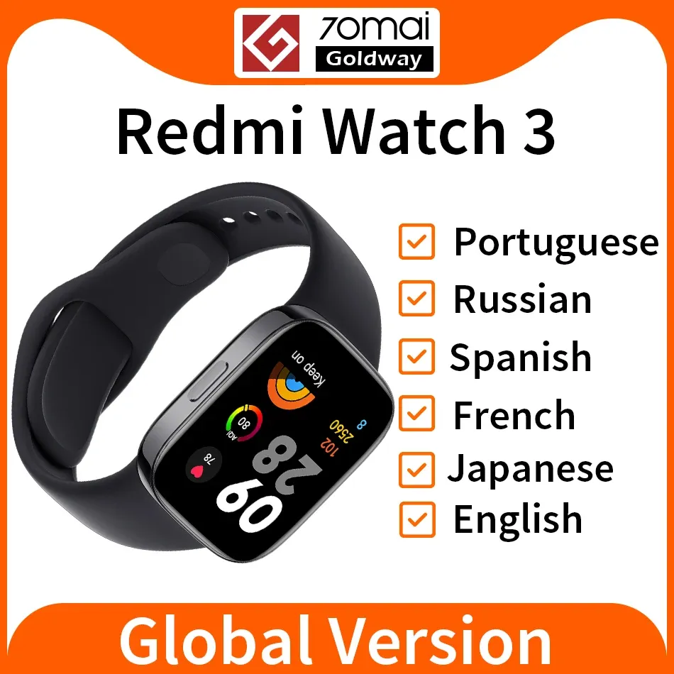 Watches Global Version Xiaomi Redmi Watch 3 GPS Smartwatch Bluetooth Telefonsamtal 1,75 "AMOLED Display 120+ träningslägen 5atm vattentät