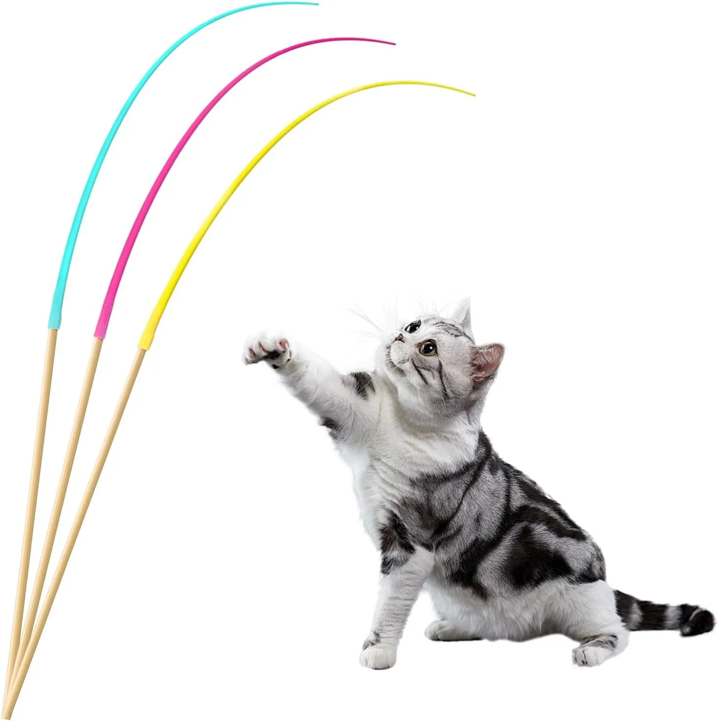 Motorized Cat Toy Wands 3-Pack Replacement Wands For Cat's Meow Motorized Cat Toy - Mouse Tail Refills Mouse Tail Wands