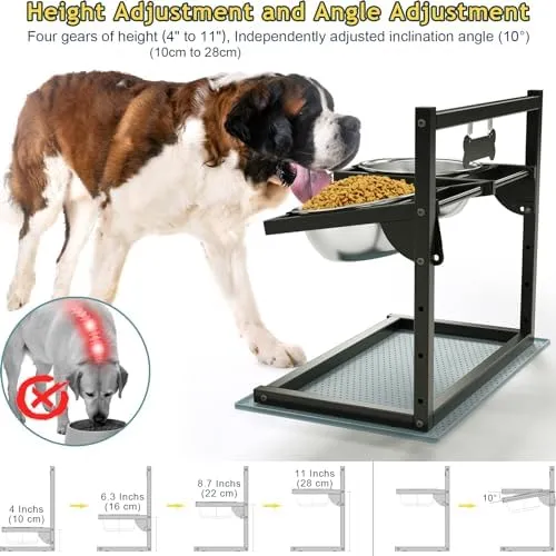 Eanilnaz Elevated Dog Bowls with 4 Height Adjustable 10 Tilt, 2 Stainless  Steel Bowls and Spillproof Mat, Raised Stand for Small to Large Dogs from  Dhgate Dog Bowls & Dishes - price 38.05