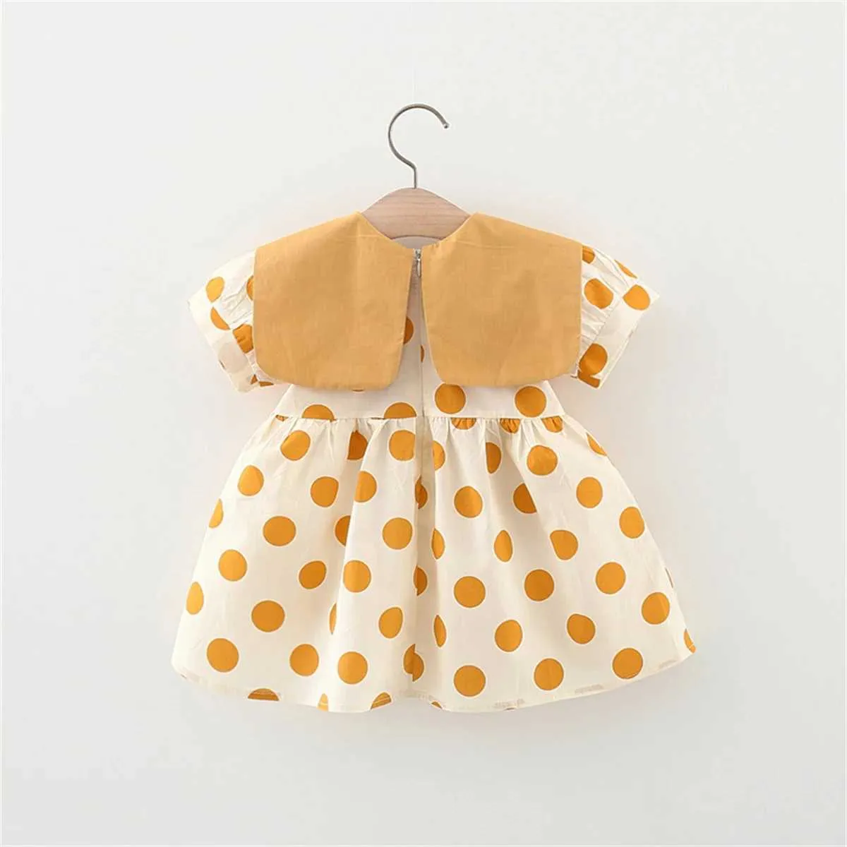 Meisjesjurken Zomer Baby Girl Jurk Girls Big Bow Flip kraag vol met dot print bubble mouwen prinses jurk kinderjurk