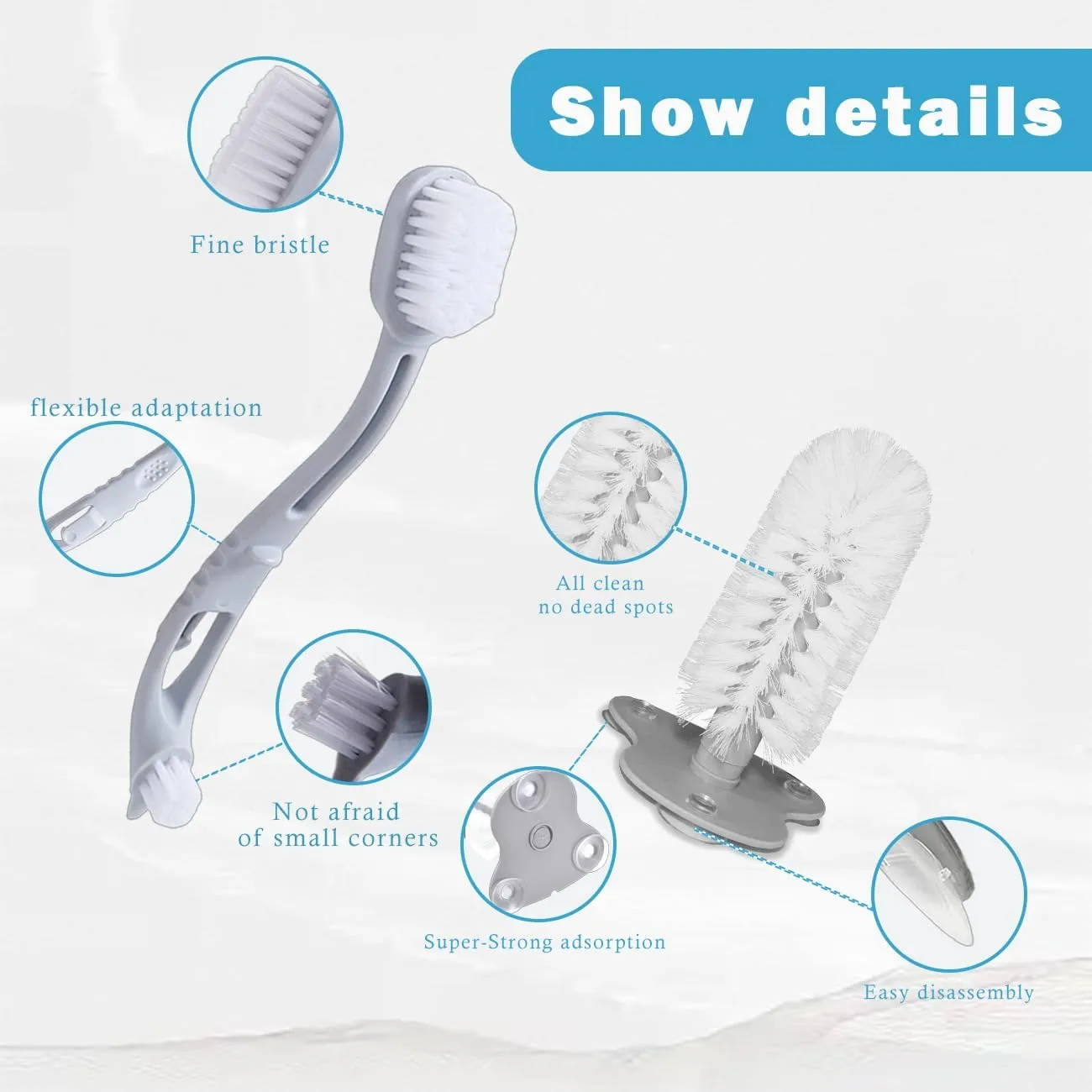 Glass Brush Turtle Brush With Suction Cup For Tank, Three High Suction ...