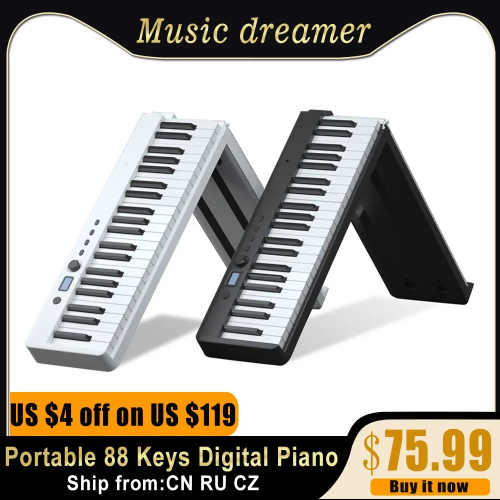 Keyboards Portable 88 Keys Foldable Piano Digital Piano Multifunctional Electronic Keyboard Piano for Piano Student Kid Musical Instrument