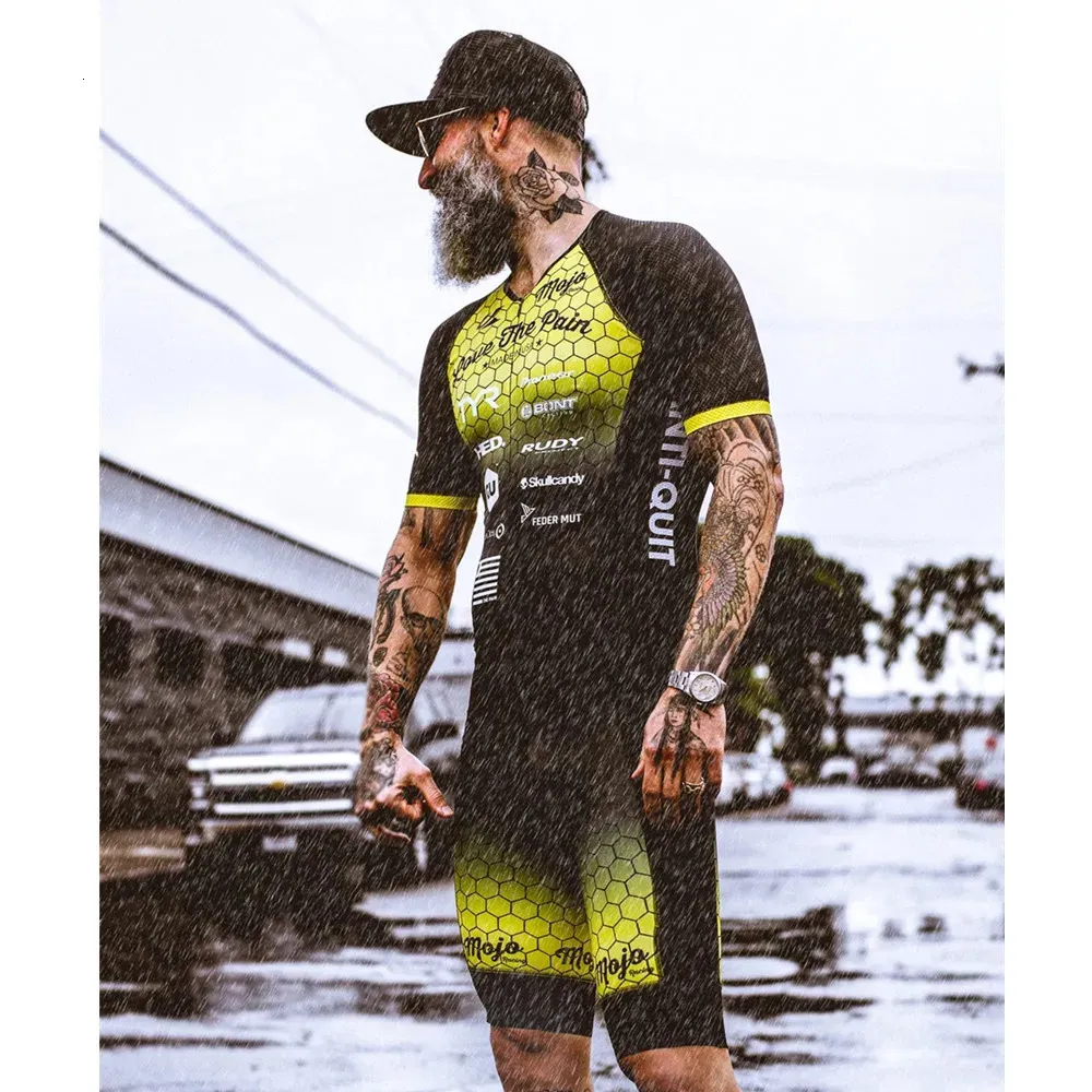 J'adore la douleur professionnelle des hommes de triathlon de triathlon en jersey squeillonnement skinsuit saut de combinaison cyclisme à manches courtes à manches courtes 9d 240416