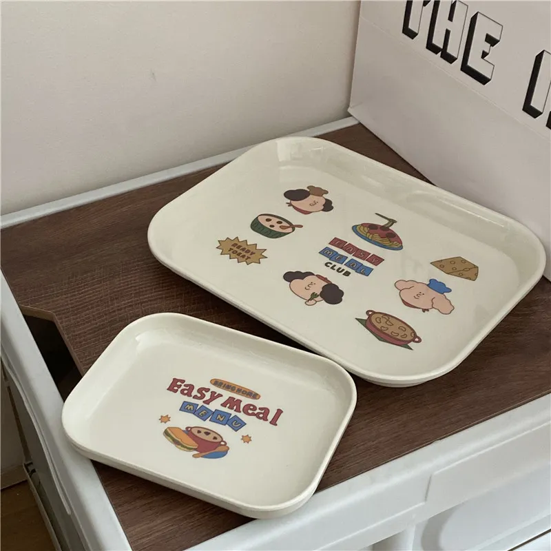 Korea Ins Cute Cartoon Breakfast But Tray Desktop Snack Storage Tray Home Telare Foto Props