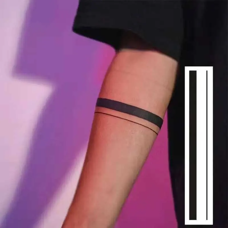 Tattoo Transfer Black Stripe Waterproof Temporary Tattoo Stickers Male Arm Streak Line Punk Style Art Fake Tattoo Personality Leg Tattoo Female 240427