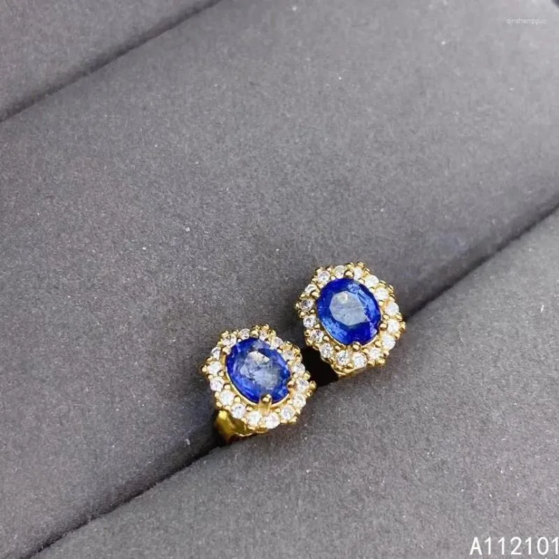 Stud Earrings KJJEAXCMY Fine Jewelry 925 Silver Natural Sapphire Girl Classic Selling Ear Support Test Chinese Style