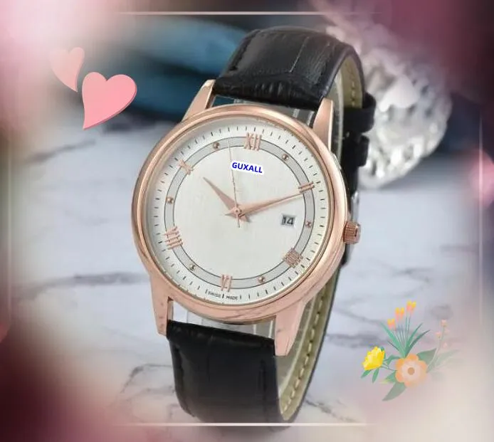 Date automatique populaire hommes femmes unisexes montres luxueuses en acier inoxydable Mouvement horloge heure heure calendrier Cow cuir bracelet papillon séries de mouches