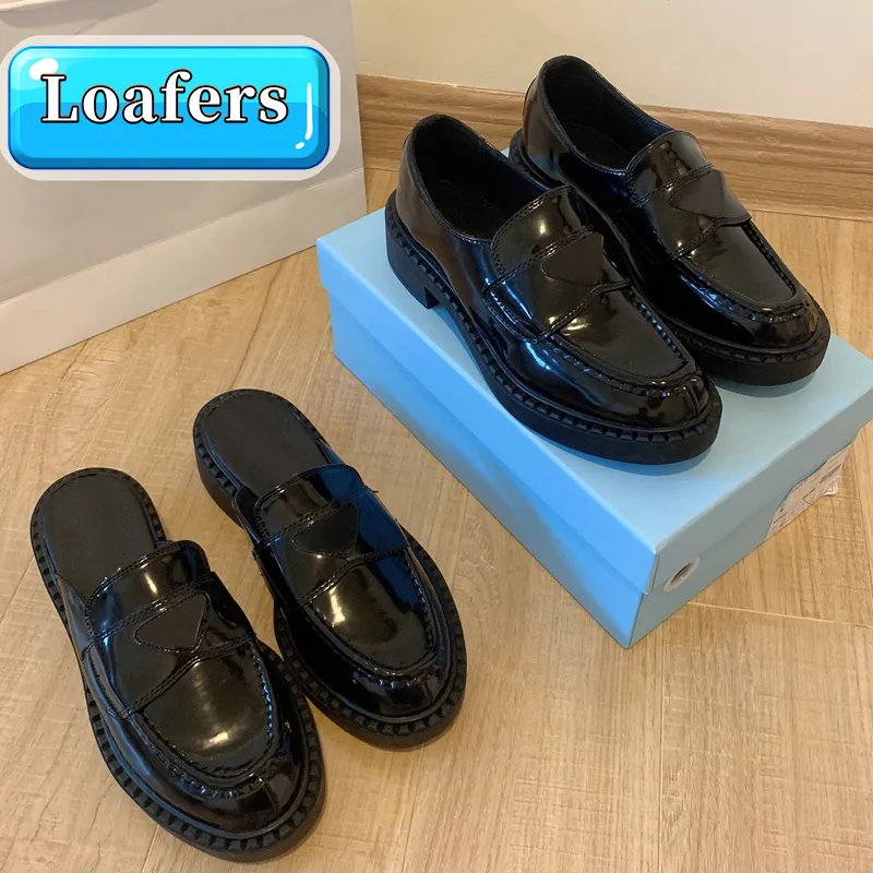 Slebende Designerinnen Frauen Freizeitschuhe Monolith gebürstete Leder-Loafer-Plattform Sneakers Schokoladenblockheel-Leder Sattelgurt Mules Damen Luxus-Trainer