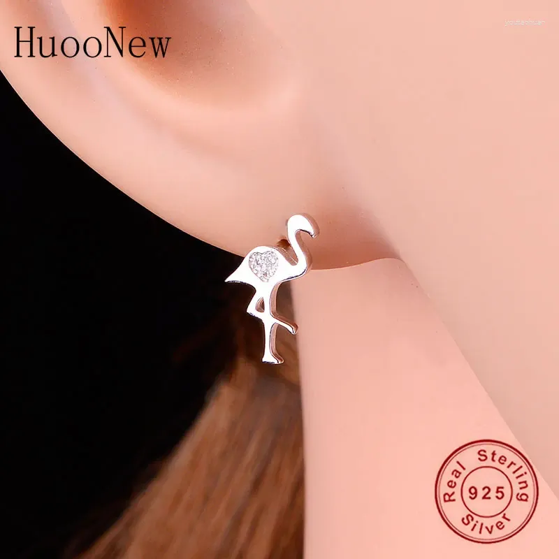 Stud Earrings 925 Silver Animal Bird Embellished Zirconia Brinco For Women Girl Hypoallergenic Kid Birthday Ear Piercing