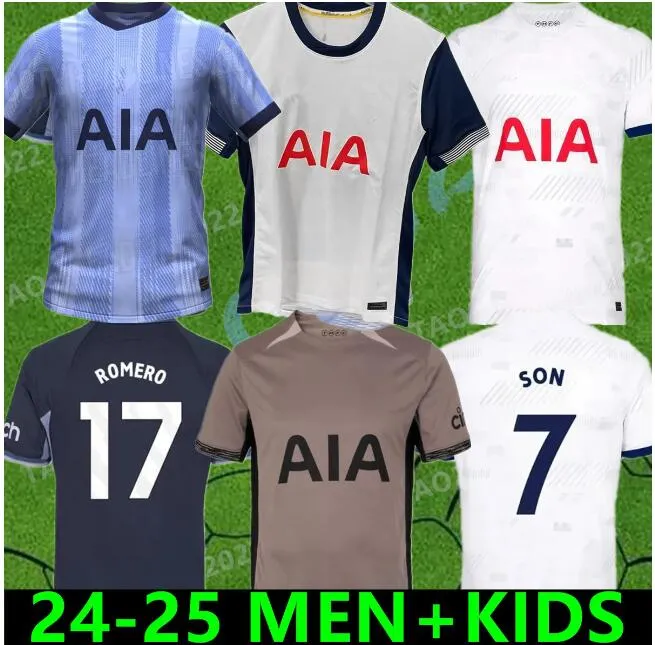 Men Kids 23 24 25 SON Jerseys de futebol 2024 2025 camisa de futebol de camisa Terceira Lucas Lloris Romero Perisic Kulusevski Bentancur Kane Richarlison Pedro Porro Plantores de fãs