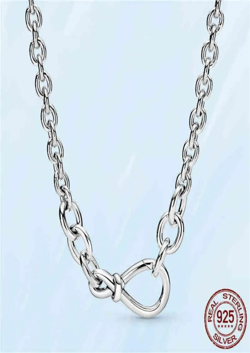 Negozio originale Real 925 Sterling Sterling Chunky Infinity Knot Chain Collace Fit Gioielli originali 317i5938221