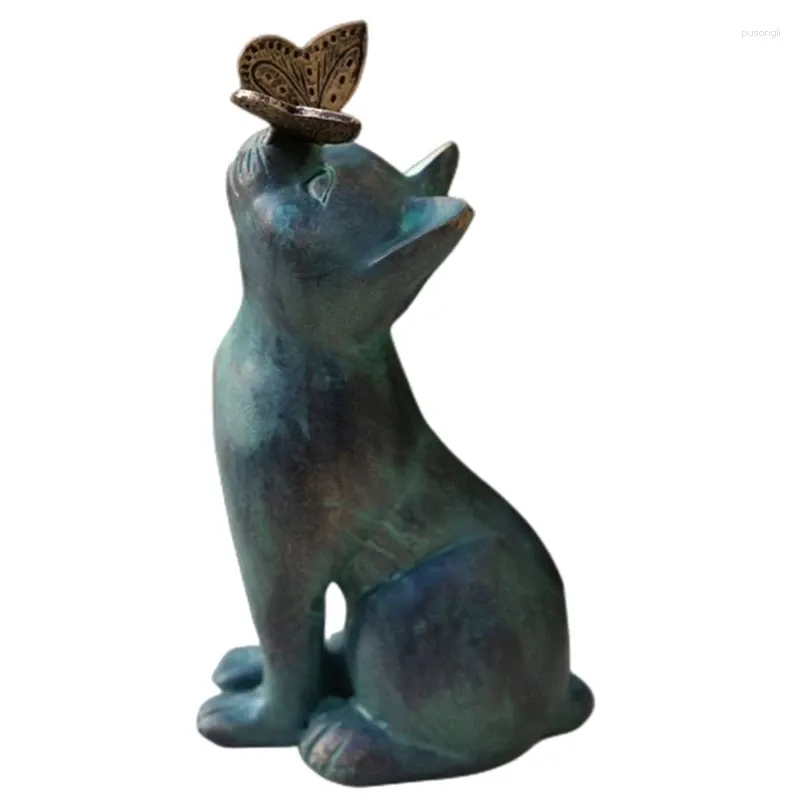 Decorações de jardim Mini resina Kitten escultura arte exclusiva peças decorativas pisos ornamentos decoração de casa para pátios