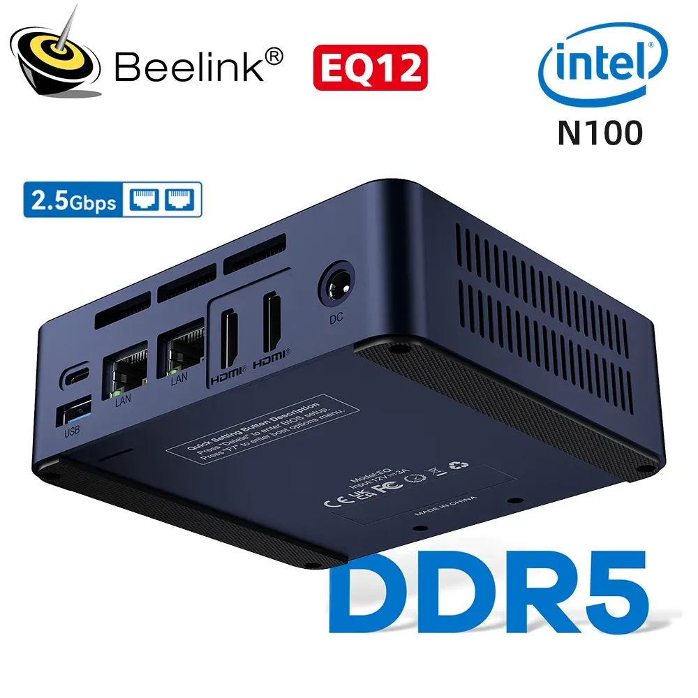 Drive Beelink EQ12 Win 11 Mini PC 12th Gen Intel Alder Lake N100 8 Go 16 Go DDR5 500 Go SSD WiFi6 Dual 2,5 Go.