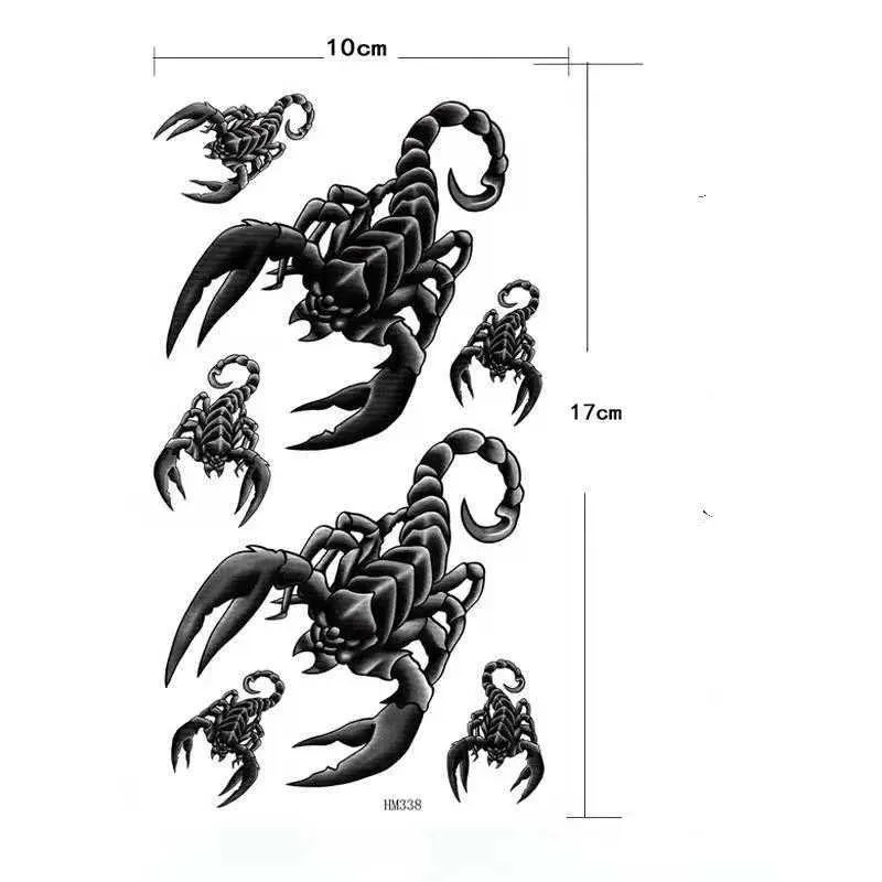 Tattoo Transfer Waterproof Tattoo Stickers 3D Black Poisonous Scorpion Male Hand Back Personality Art Fake Tattoo Arm Concealer Temporary Tattoo 240426