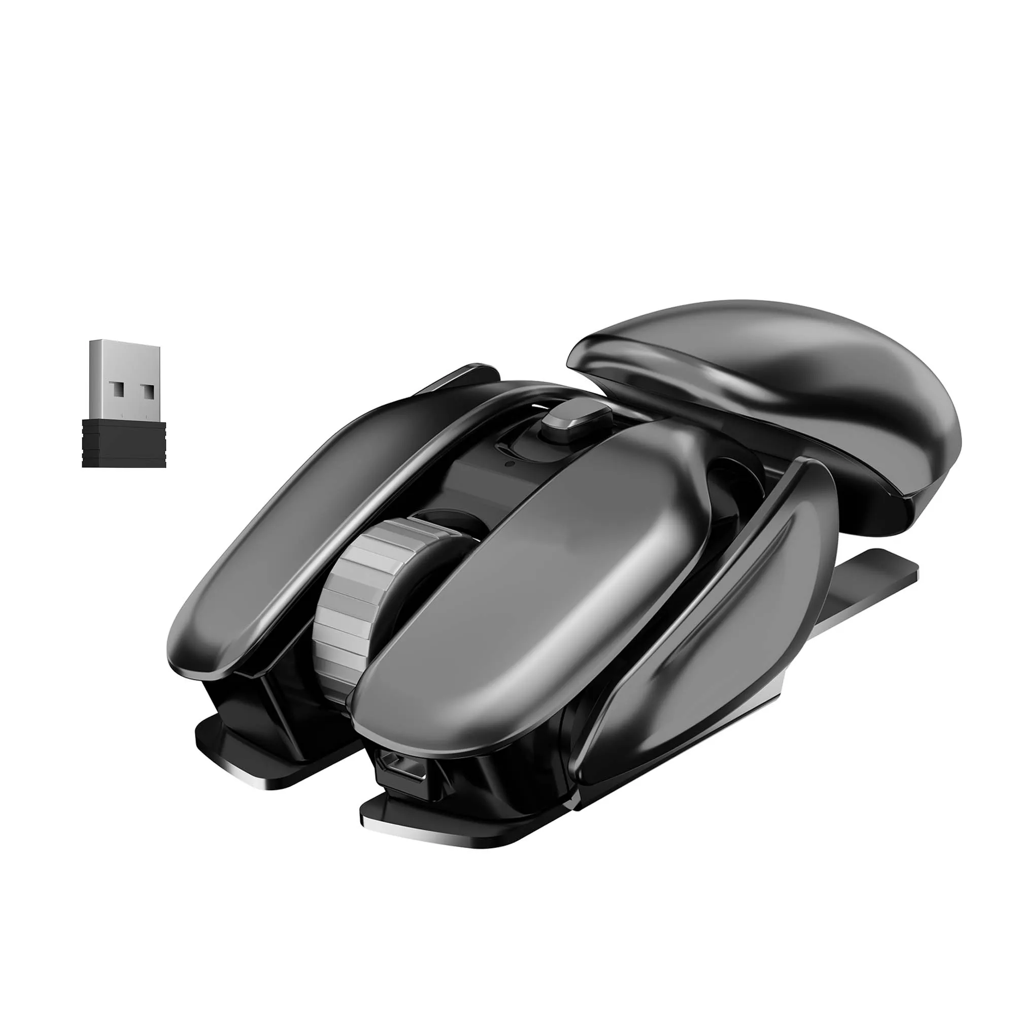DANCESUL AUTO SLEEP 2,4 GHz Souris sans fil Ergonomic Alien Look Mouse Metal Mouse pour ordinateur portable PC avec récepteur USB