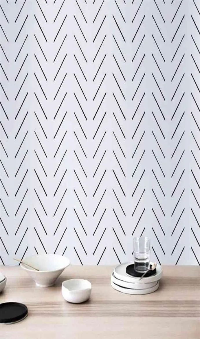 Modern delicate herringbone wallpaper in black and white Scandinavian design removable nonwoven wallpaper PW200606011 2107221407498