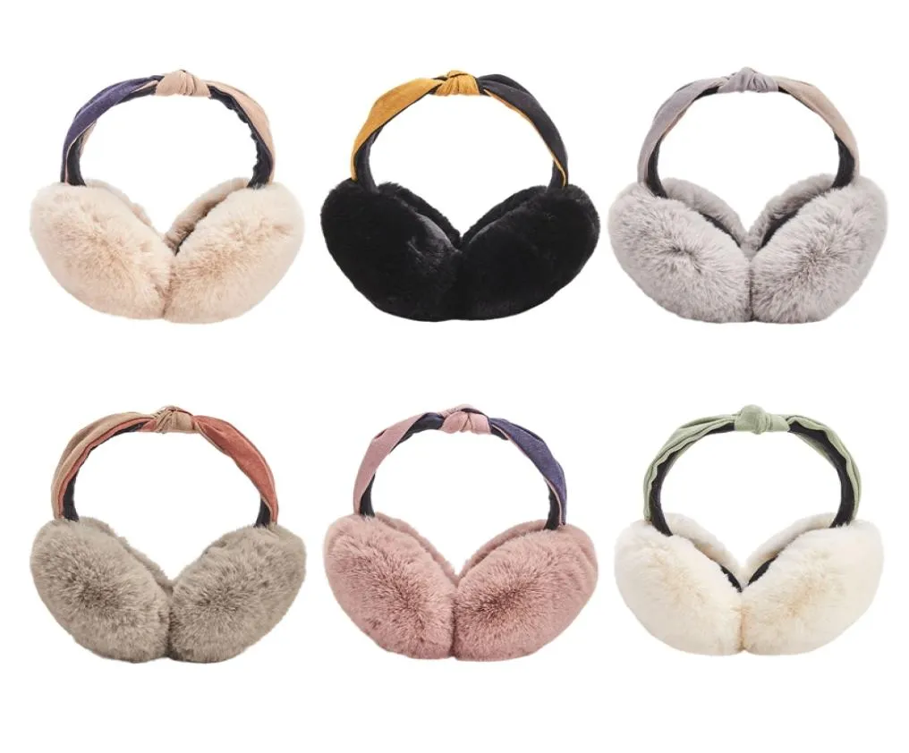Winter Faux Fur Earmuffs For Women Warm Fashion Knot Headband Ear Muffs For Girls Cute Ear Warmers Accessories 6 Colors3930225