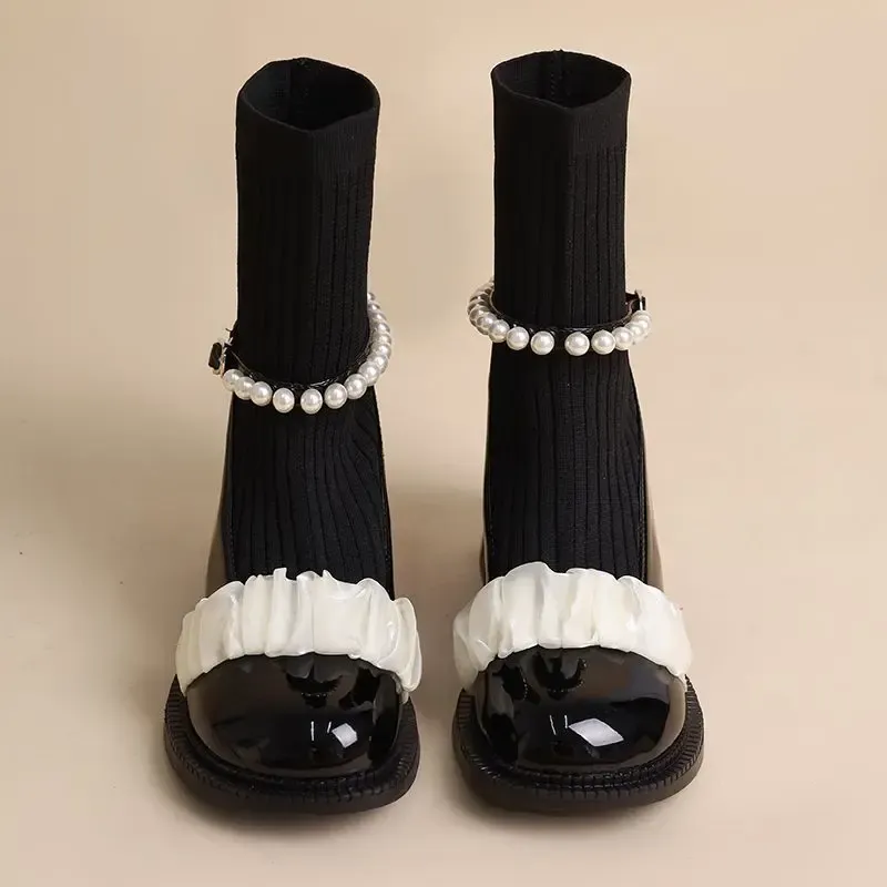 Boots Booties Lolita Short Shoes For Woman Sock Dames enkelschoenen Mary Janes schoenen Ronde Toe Rhinestone Goth met gratis verzending