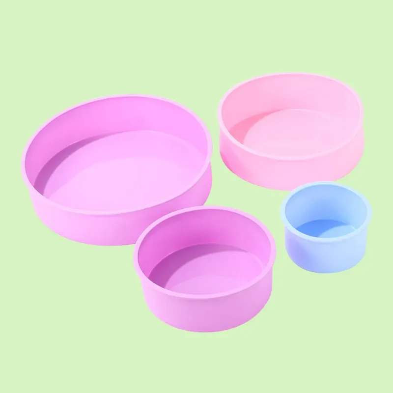 Moules 4 6 8 10 pouces Moule de forme ronde Silicone Small Cake Baking Pan Mousse Fondant Moule de cylindre pour la gelée de desserts à pâtisserie