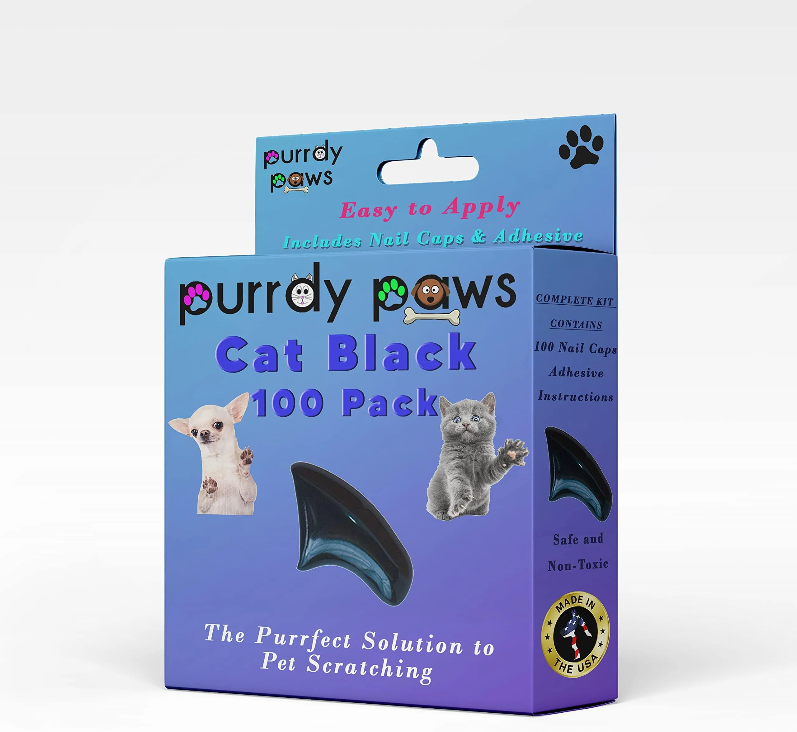 Cat Claw Covers: 100 Pack Soft Claw Caps For Cats Claws Black