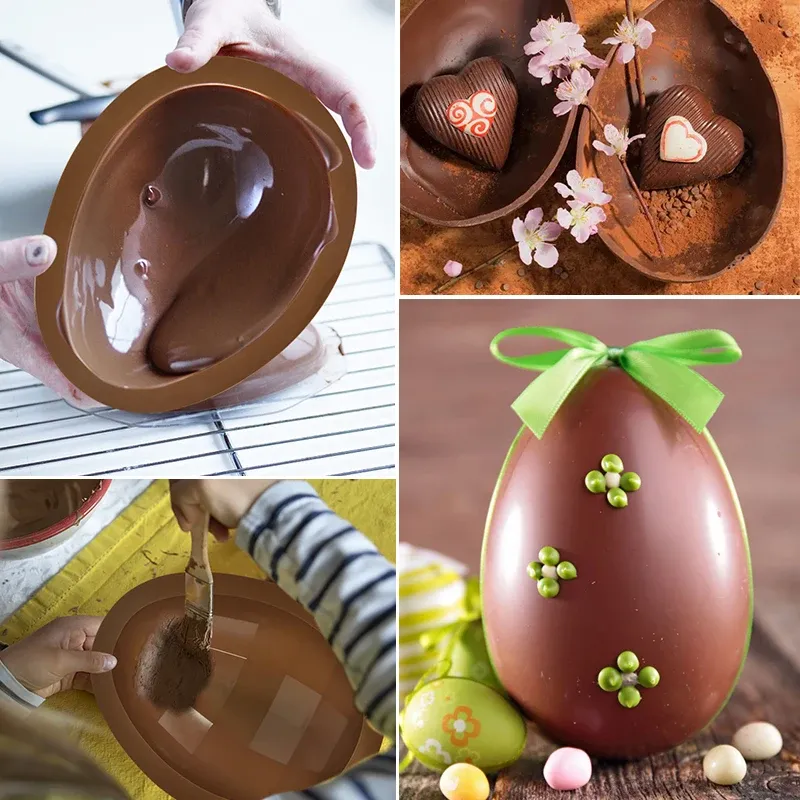 Formar 3D Egg Shape Silicone Chocolate Mögel Hemlagad fondant bakverk Cake Baking Mold Birthday Easter Baking Tool