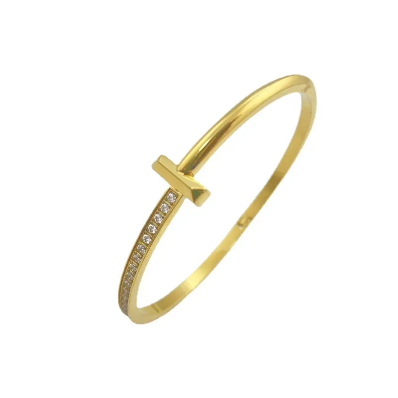 pulseira masculina pulseira de diamante jóias de luxo Mulher Rise Gold Silver T Marca Bracelets Jóias Moda Menção Bangles Acessórios de pulseira Presente de festa de casamento