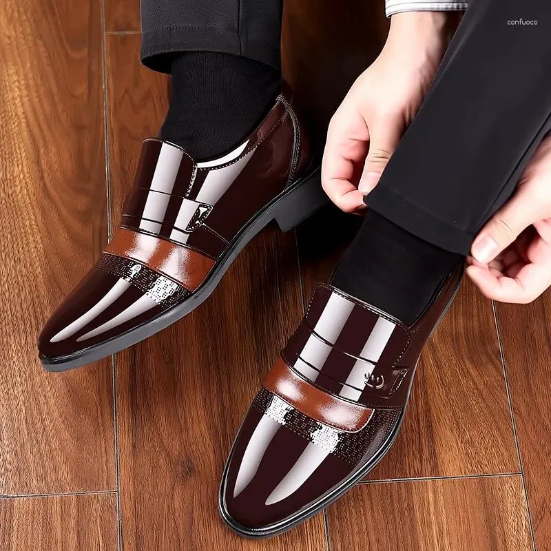 Casual Shoes Men skóra 2024 luksusowy czarny ślub oficjalny Oxford Business Office Formal