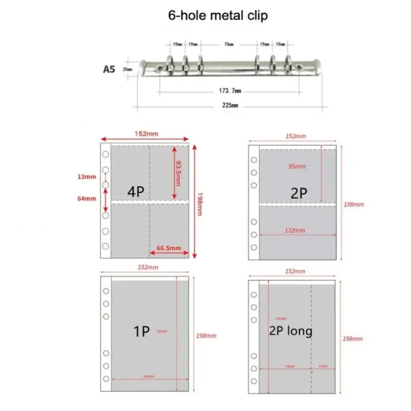 Photo Album Binder Refill Inner Sleeves 1P 2P 4P Transparent A5 Binder Sleeves Photocard Storage Organizer Loose Leaf