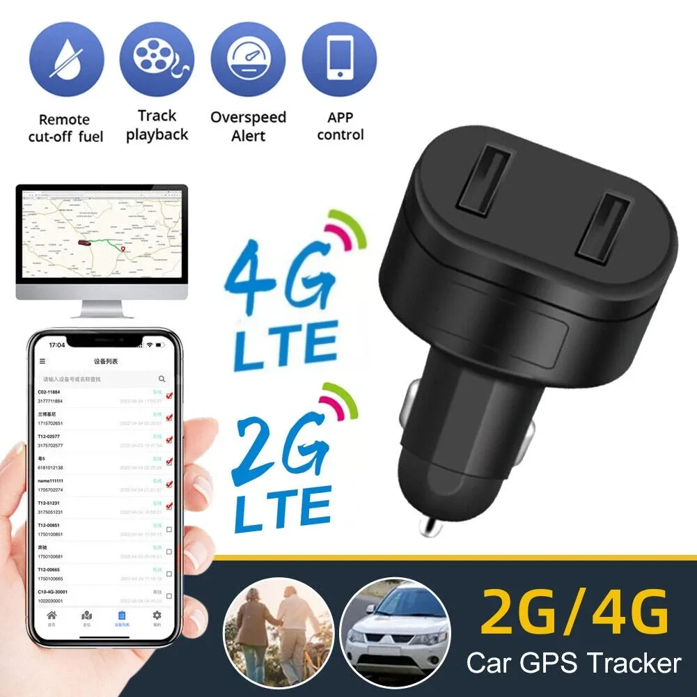 Alarm Isfritay 2G/4G Çift USB Araba Çakası GPS Tracker ST909 ÜCRETSİZ Çevrimiçi İzleme Uygulaması ile Araba Telefon Şarj Cihazı
