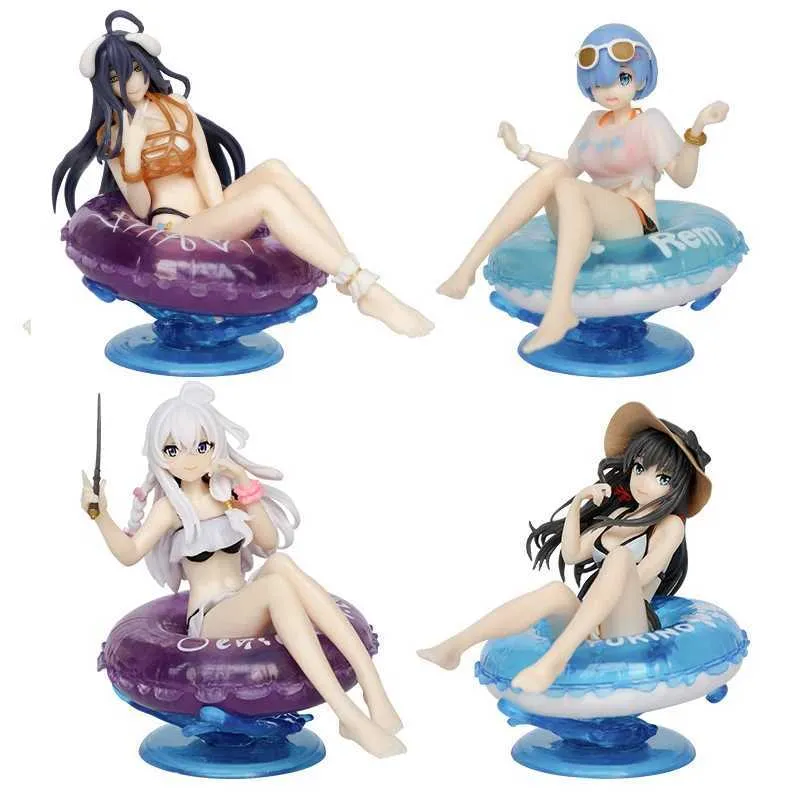 Anime Manga 11cm Lrina Rem Albedo Yukinoshita Yukino -Figuren Schwimmring PVC Statue Animation Digitales Modell Puppensammler Desktop PC Dekorativen Spielzeug GL2404