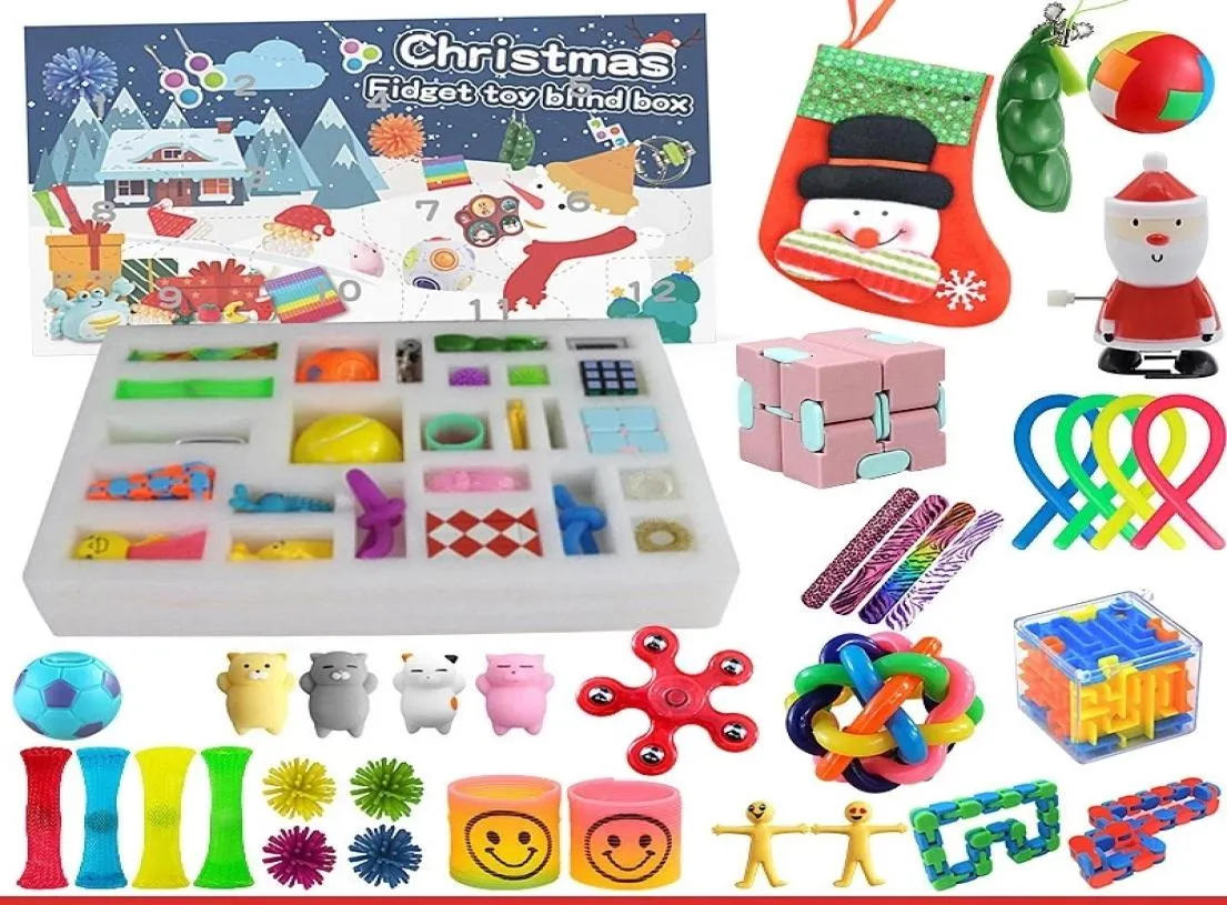 Toys Christmas Avent Calendar Pack Anti Stress Toy Set Gift Gift Sensory Antistress Relief Blind Box Osmas Gifts Santa Claus pour enfants Enfants Friends6285041