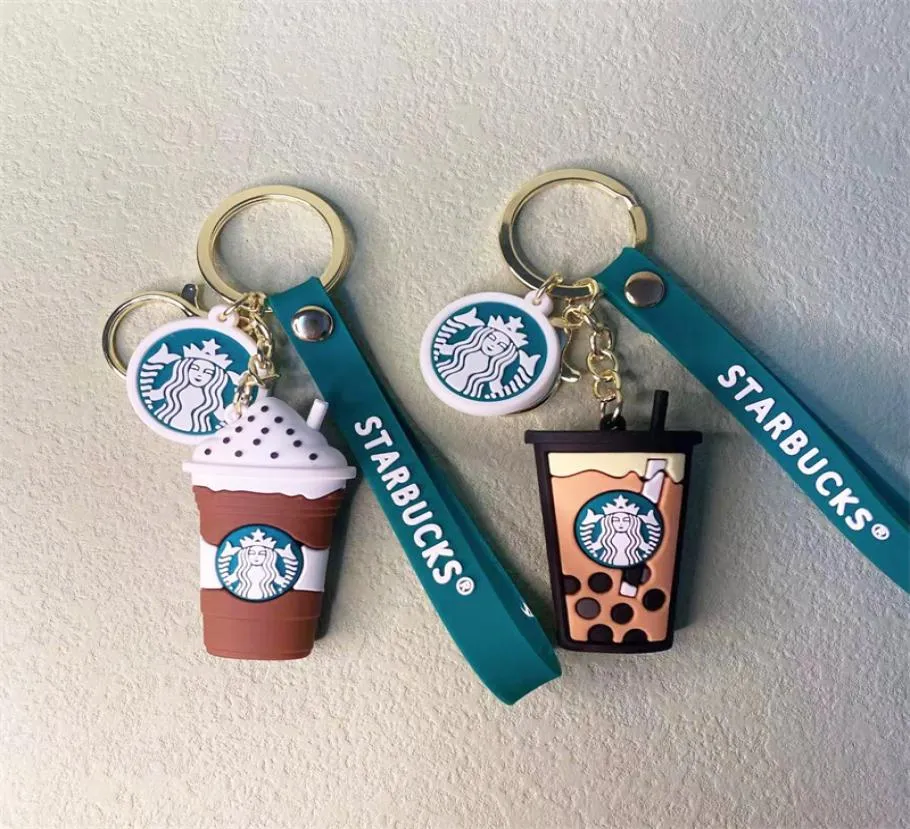 Keychains PVC Keychains STÉRÉO Milk Tea Coffee Cup Keychain Car Key Ring1827467