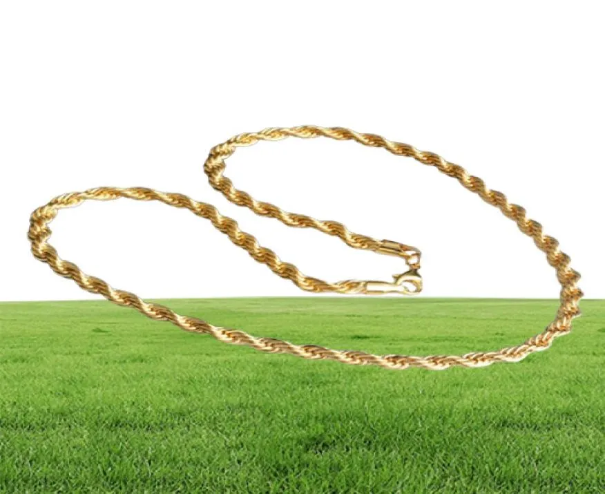 Yhamni Nytt modeguldhalsband med stämpelguldfärg 6 mm 20 tum lång ed -kedjehalsband guld fina smycken NX1843697904