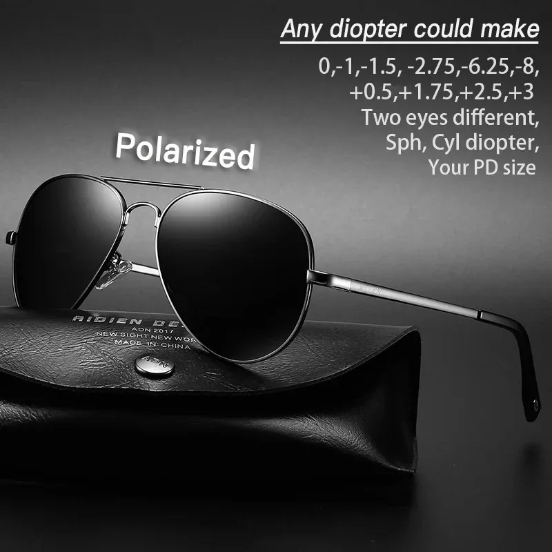 Myopia sunglasses diopter Polarized oversize prescription aviation sun glasses for nearsighted men women SPH CYL myopic shades 240323
