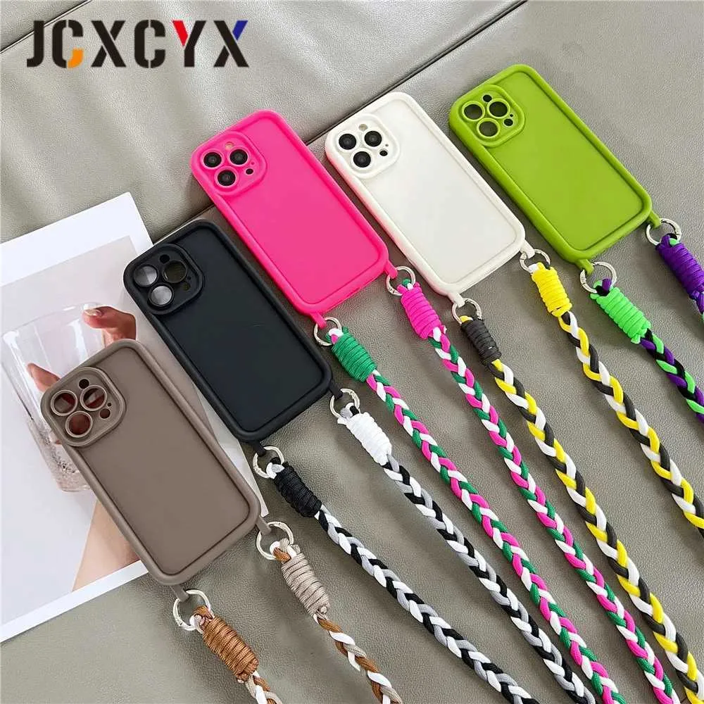 Cas de téléphones portables Collier de police en silicone liquide mat de luxe avec une coque souple à cordon adaptée à l'iPhone 14 Pro Max 15 13 12 11 XR XR Couverture de choc J240426