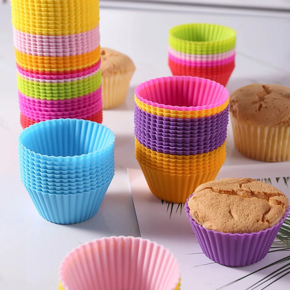 Mögel 12st Silicone Cake Mögel Rundformad Muffin Cupcake Baking Mögel Kök Kök Matlagning Bakeware Maker Diy Cake Decorating Tools