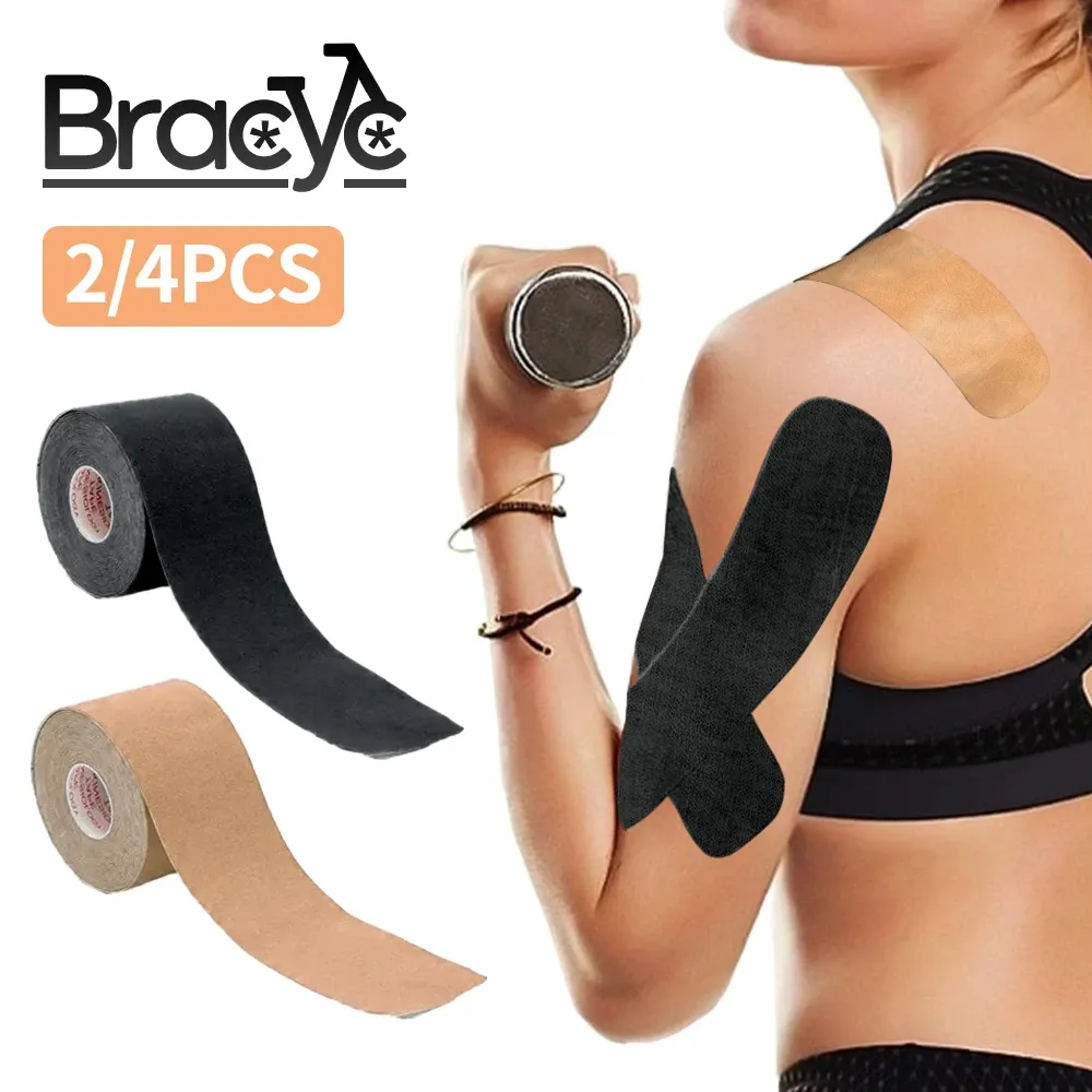 Sécurité 1/2/4 PC 5m Kinesiology Tape Sports Bandage étanche Bandage Medical Recovery Strapping Gym Fitness Fitness Tennis Muscle Douleur Relief