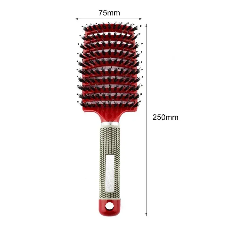 2024 Cepillo para el cabello Massaje de cuero cabelludo Cepillo para el cabello BRISTLE NYLON Mujeres húmedas Cabellas de encabezamiento rizado húmedo para el salón Herramientas de peinado Detectangle para mujeres