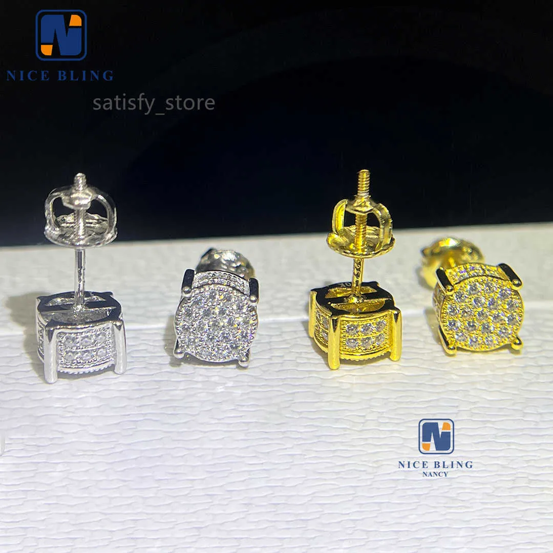 Hip Hop Jewelry Pass Diamond Tester Hochwertige Herrenohrring 10k Massive Gold Moissanit Ohrstollen Ohrringe