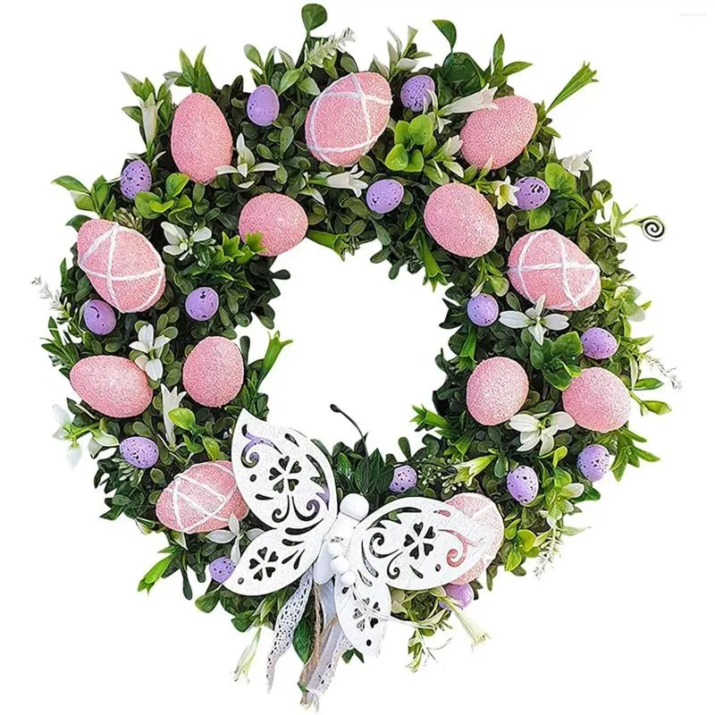 Decorative Flowers Easter Flower Wreath Decoration Ring Hoop Hanging Artificial DIY Holiday Party Door