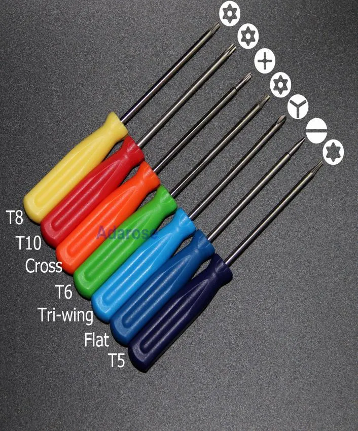 7 PIEUSETET TORX T5 T6 T8 T10 CROSS Triwing Flat Shage Temps Repair Talle Repair Toal OUT ou Xbox 3609486314