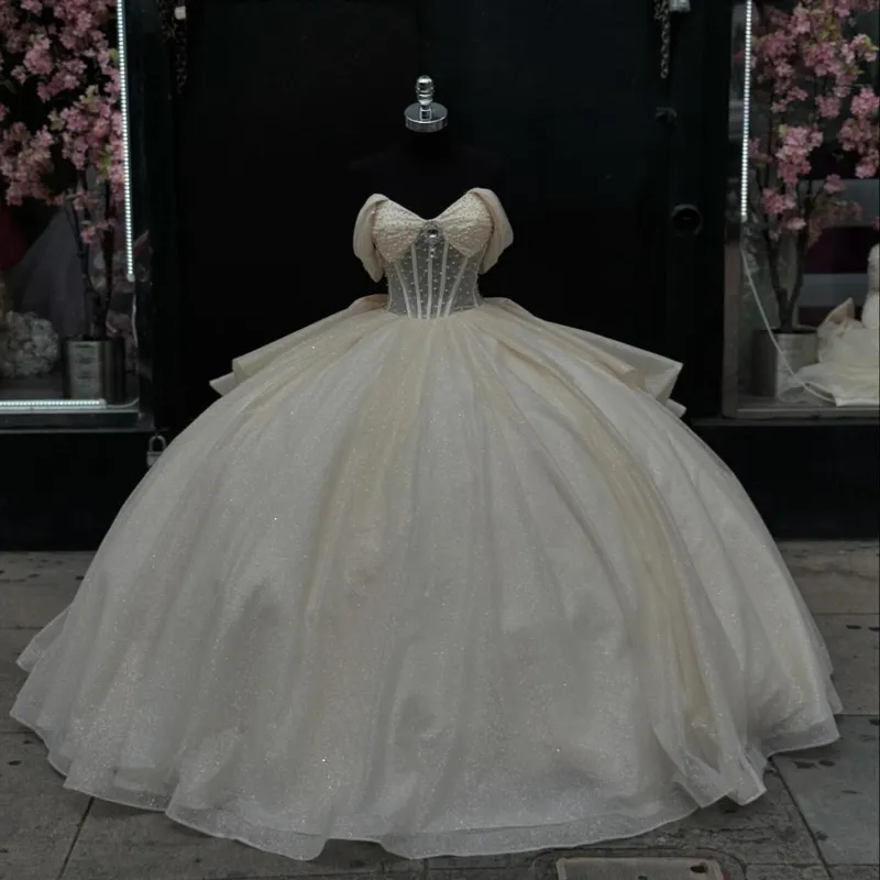 Бежевое платье Quinceanera Beighe от плеча 2024 Ball Hone