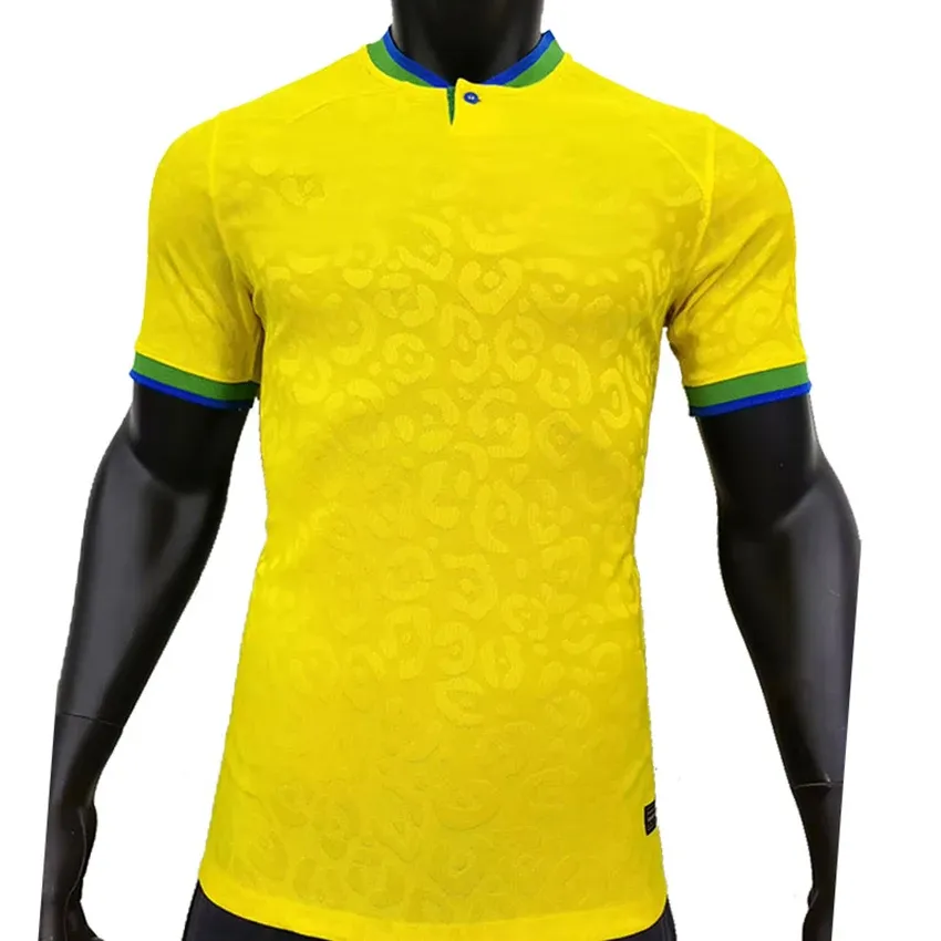 Uppsättningar/kostymer 22 23 thailändsk gul spelare version internationell fotboll jersey nationell lagskjorta enhetlig camisa de futebol