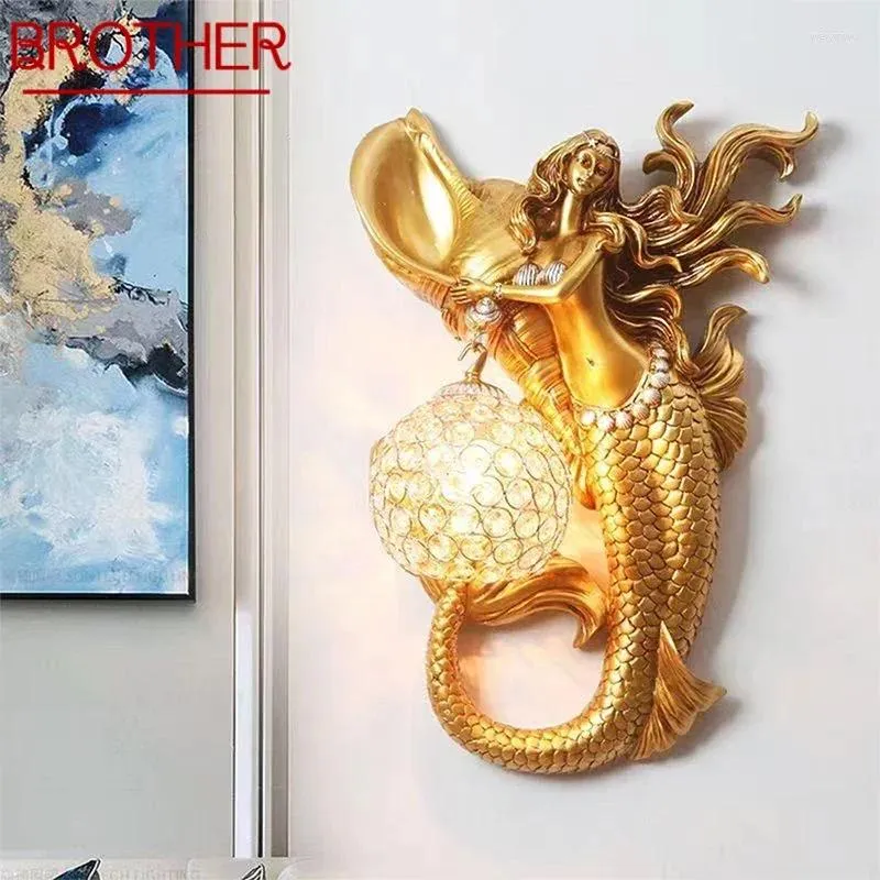 Wall Lamps BROTHER Contemporary Mermaid Lamp Personalized And Creative Living Room Bedroom Hallway Aisle Decoration Light