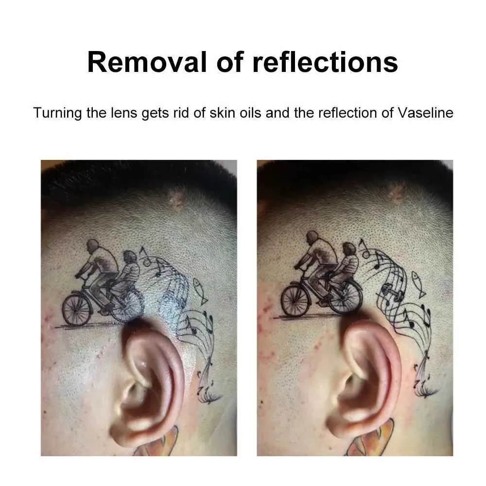 E4MS Tattoo transfer artyści JZ wypełniają obiektyw światła eliminuj odbicie Pursue Rzeczywistość Wyczyść fotografię efekt tatuażu.