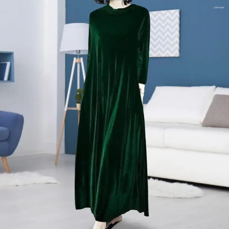 Casual Dresses Vacation Dress Cozy Party Pile Collar Women Holiday Solid Color Velvet Long Stylish Daily Clothing